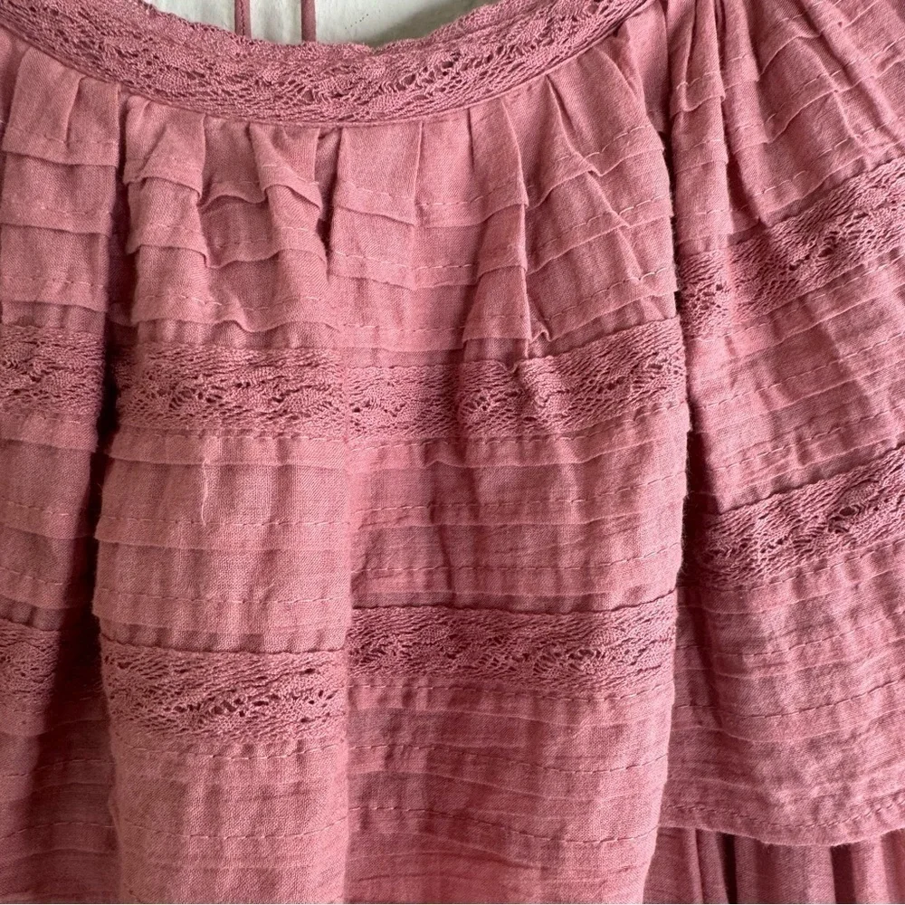 Free People Hailey Mini Dress Pink Open Back Boho Small